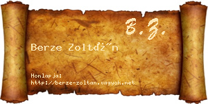 Berze Zoltán névjegykártya